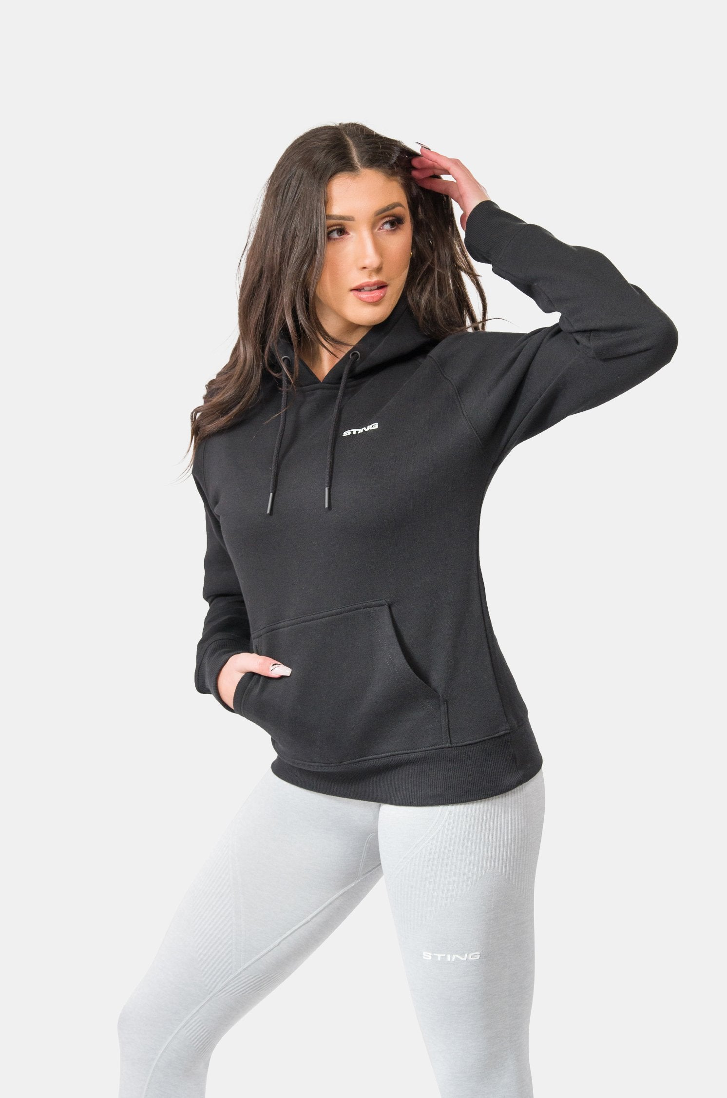 STING Womens Ultra Cropped Hoodie Black