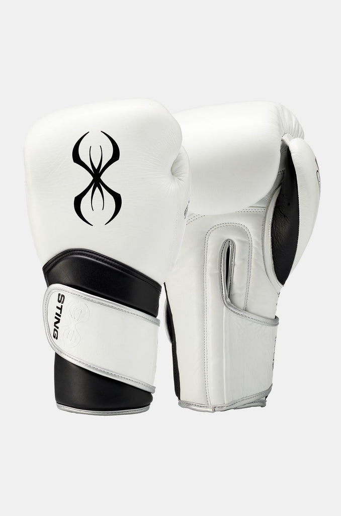 Viper X Velcro Boxing Gloves-White Silver – STING USA