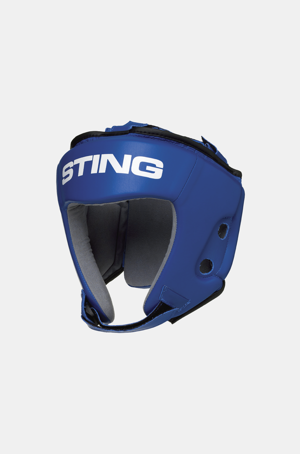 STING Competition Leather Head Guard Aiba Blue
