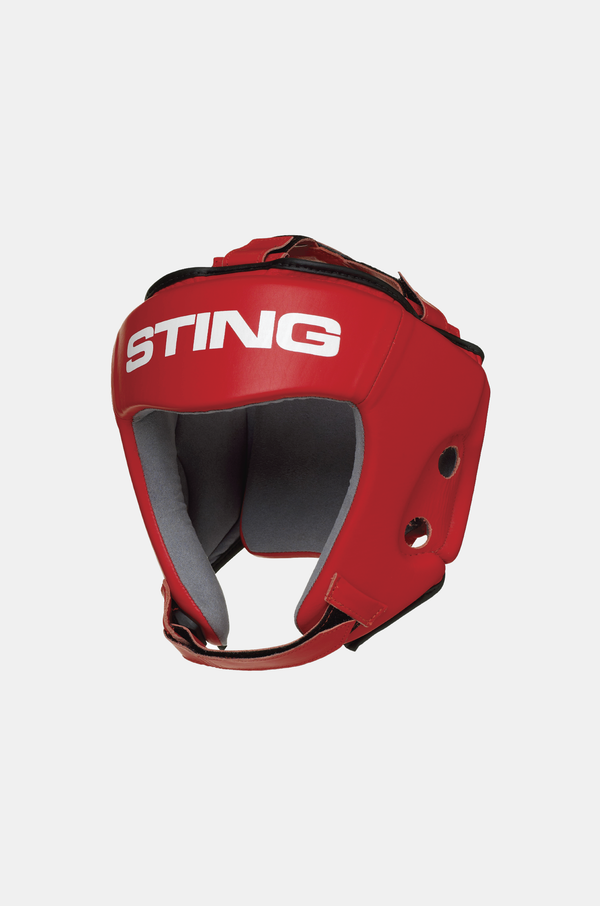 STING Competition Leather Head Guard Aiba Red