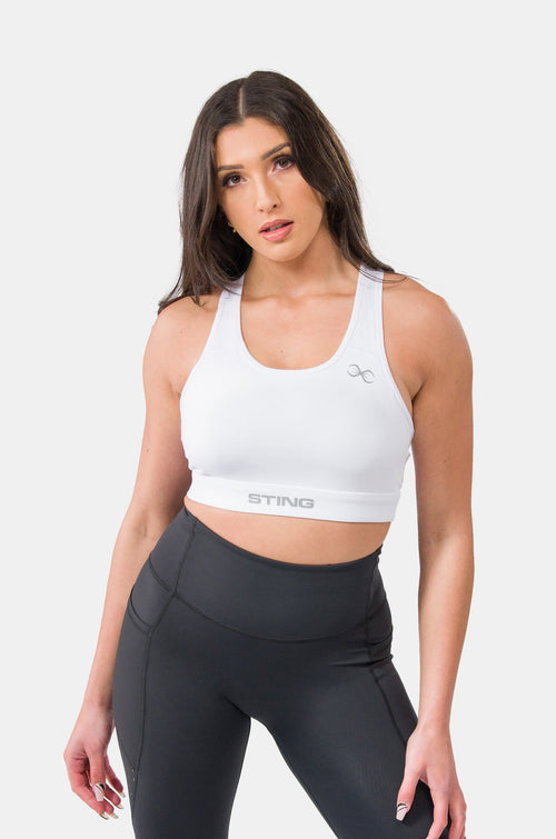 STING Womens Kinetic Chest Protector Sports Bra White